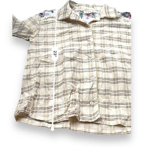POL Cream Multicolor Floral Cotton Long Sleeve Button Down Shirt Size S - Picture 8 of 8